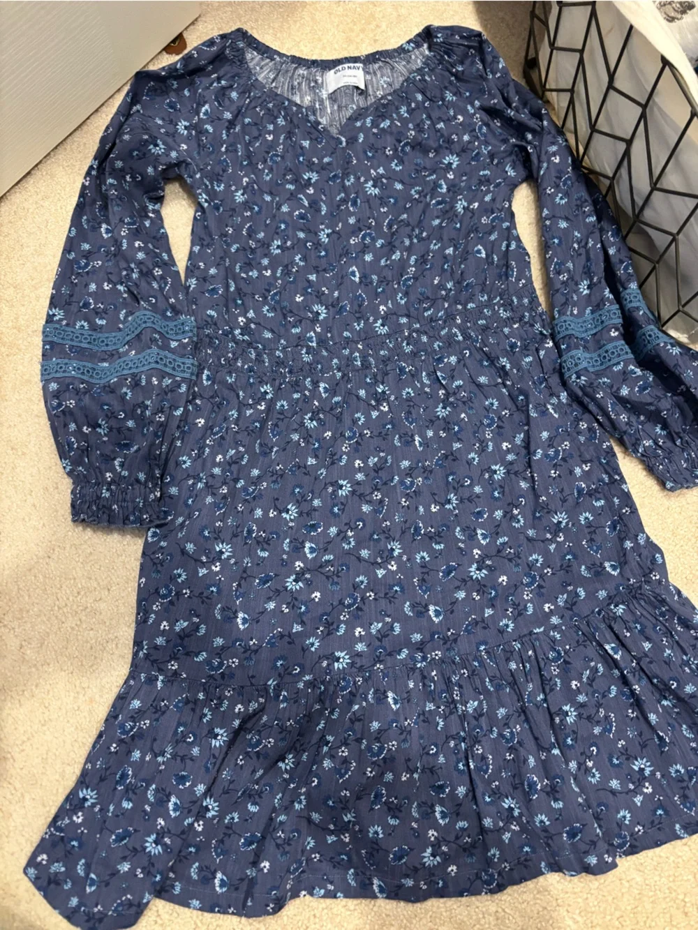 Old Navy Blue Floral Dress Girls XL‎